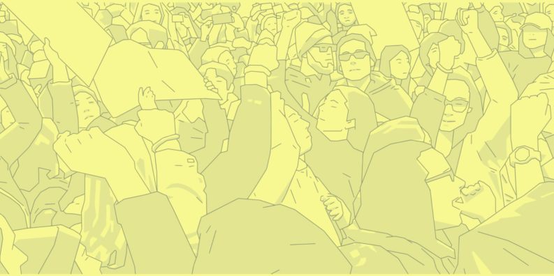 Foule manifestation LDL fond jaune