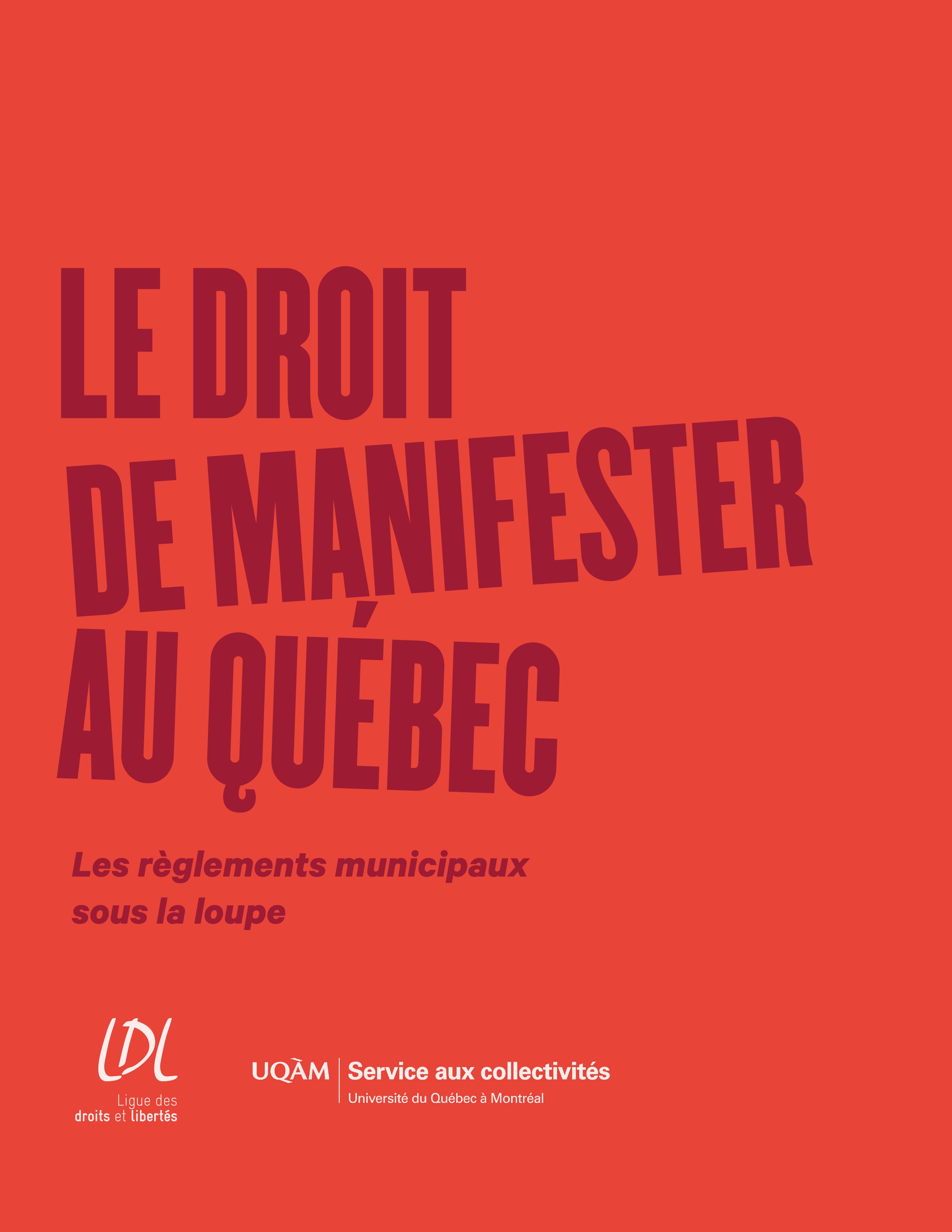 Page couverture du guide le droit de manifester au Québec